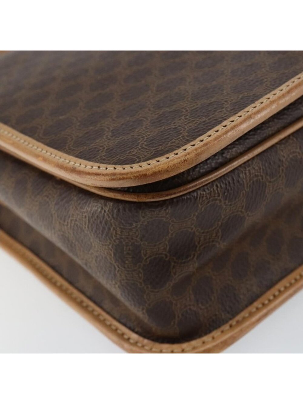 Authentic CELINE Macadam Canvas Shoulder Bag PVC Brown Gold - Picture 6 of 16